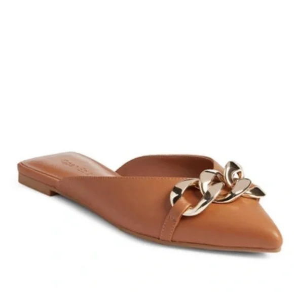 NEW Open Edit Kristina Pointed Toe Mule Flat Pastel camel Tan Mocha Sz 9.5 - Picture 1 of 7
